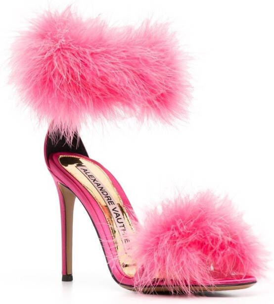 Alexandre Vauthier feather-detail open-toe sandals Pink