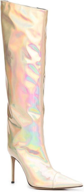 Alexandre Vauthier holographic knee-high 100mm boots Gold