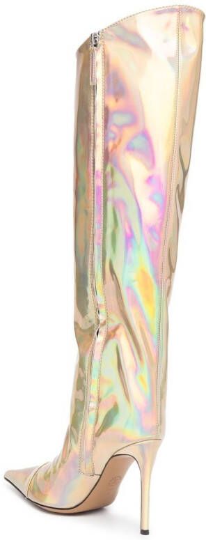 Alexandre Vauthier holographic knee-high 100mm boots Gold