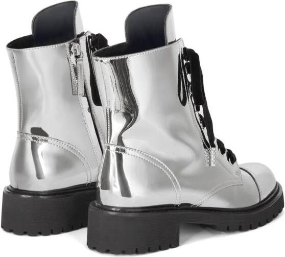 Alexandre Vauthier metallic-effect lace-up boots Silver