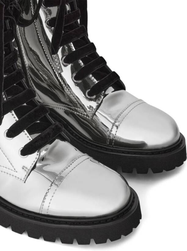 Alexandre Vauthier metallic-effect lace-up boots Silver