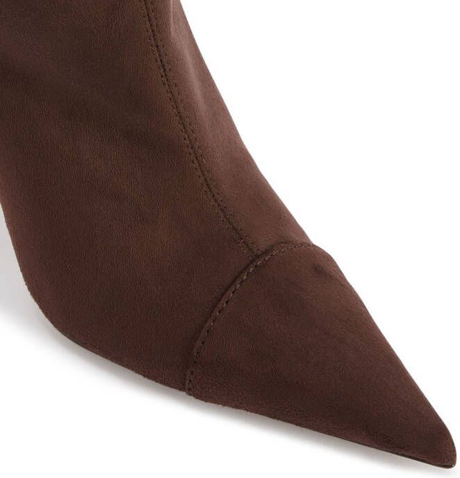 Alexandre Vauthier pointed-toe 105mm cotton boots Brown