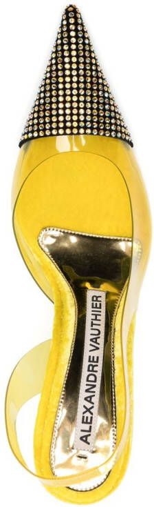 Alexandre Vauthier rhinestone-embellished slingback pumps Yellow