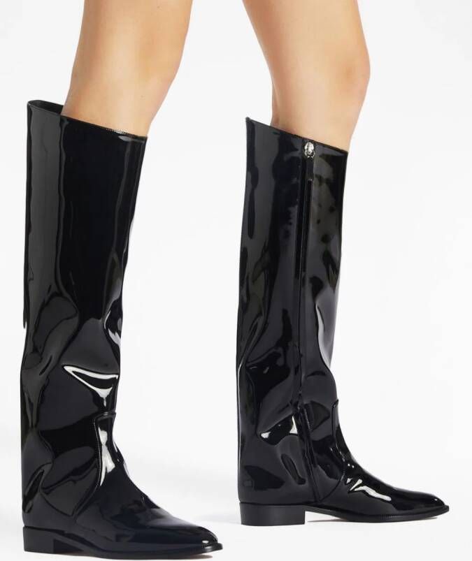 Alexandre Vauthier Sharon 20mm patent-finish boots Black