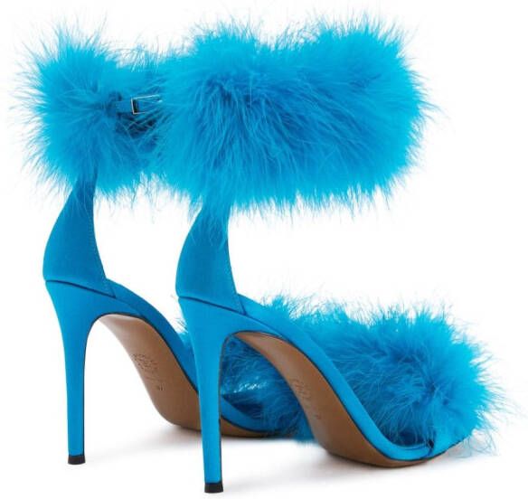 Alexandre Vauthier Veronica 105mm feather-detailing sandals Blue