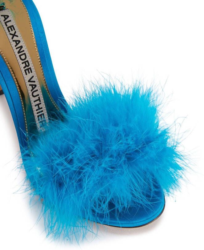 Alexandre Vauthier Veronica 105mm feather-detailing sandals Blue