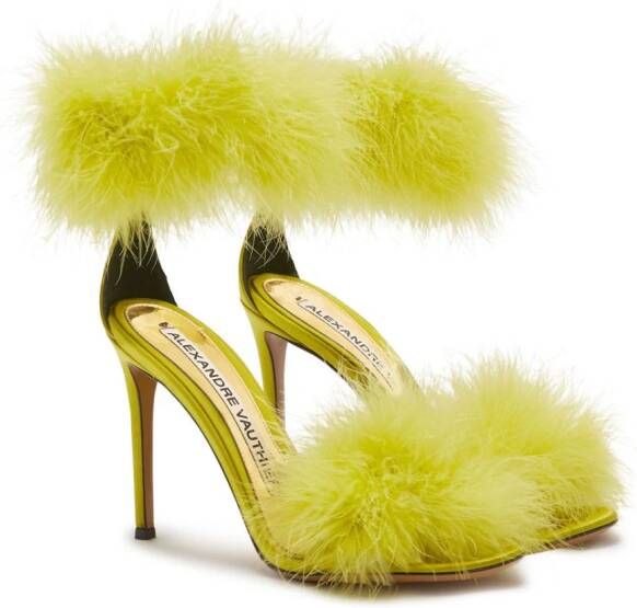 Alexandre Vauthier Veronica 105mm feather-embellished sandals Green