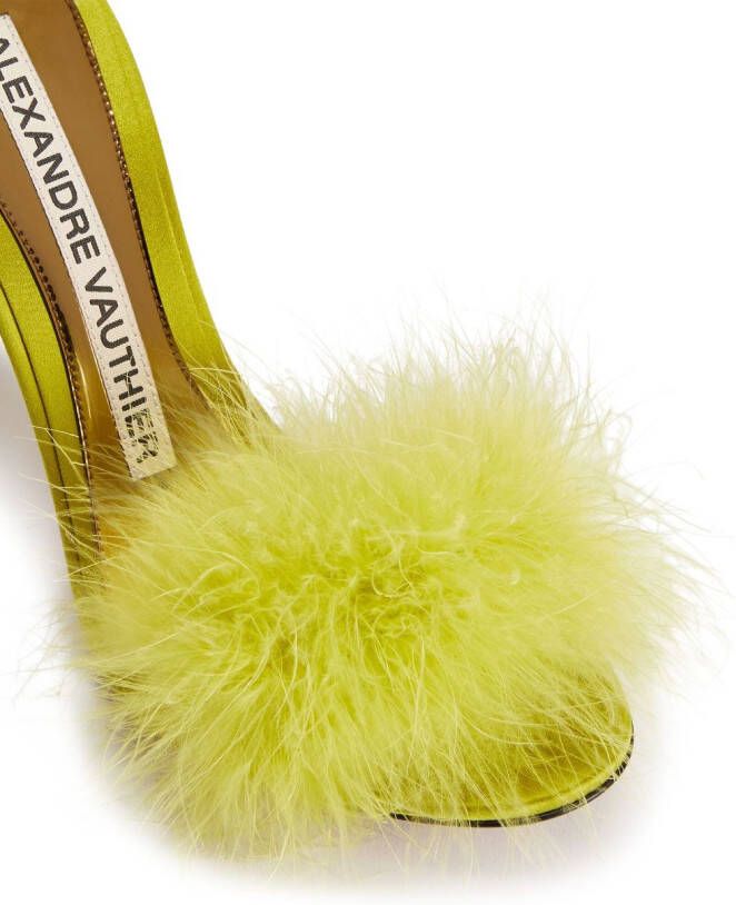 Alexandre Vauthier Veronica 105mm feather-embellished sandals Green