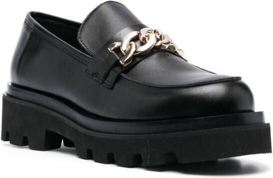 ALOHAS chain-link leather loafers Black