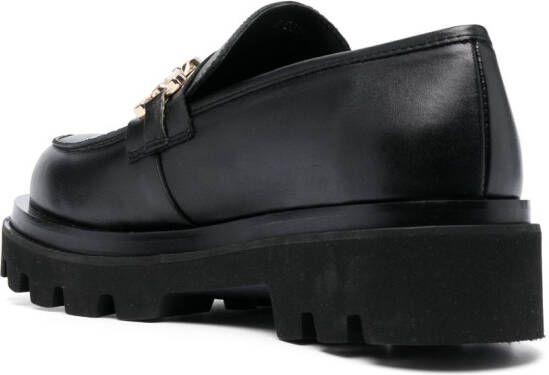 ALOHAS chain-link leather loafers Black