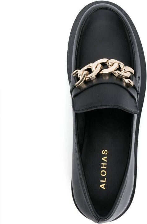 ALOHAS chain-link leather loafers Black