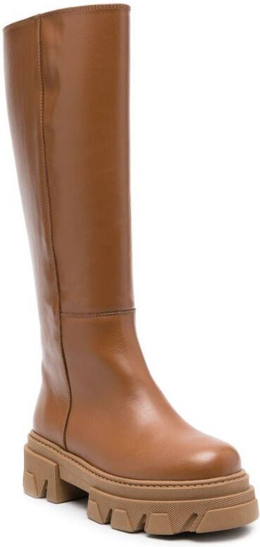 ALOHAS Katiuska leather knee-high boots Brown