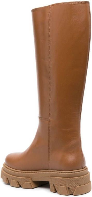 ALOHAS Katiuska leather knee-high boots Brown