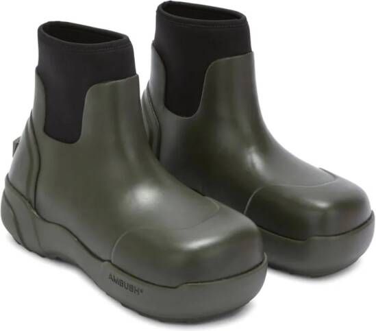 AMBUSH chunky-sole panelled ankle boots Green