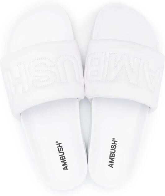 AMBUSH quilted-logo leather slides White
