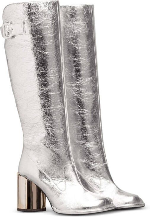 AMI Paris Anatomical-toe buckled boots Silver