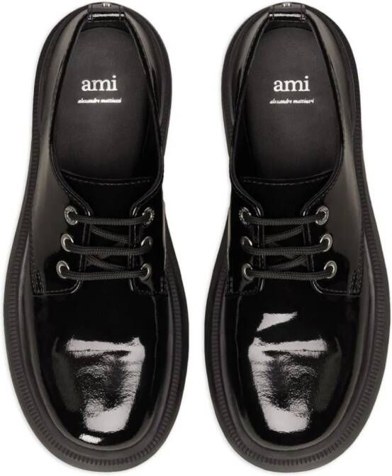AMI Paris high-shine leather Derby shoes Black