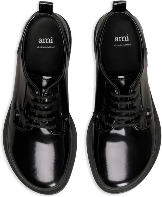 AMI Paris lace-up leather trainers Black