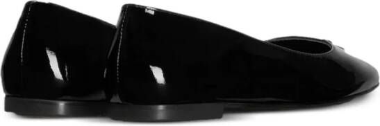AMI Paris logo-embossed leather ballerina shoes Black