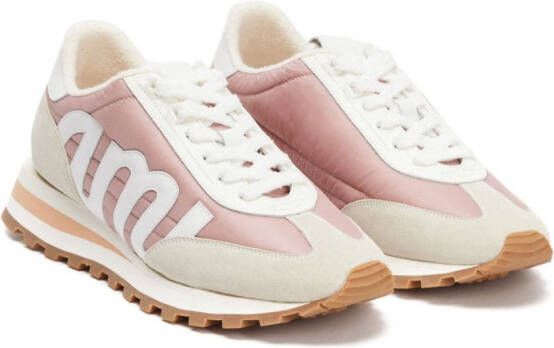 AMI Paris logo-patch panelled sneakers Pink