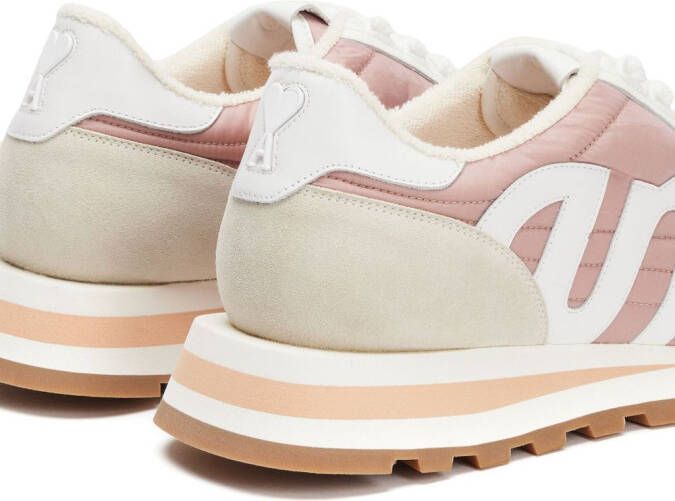 AMI Paris logo-patch panelled sneakers Pink