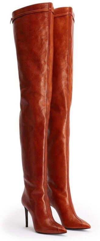 AMI Paris over-the-knee leather boots Brown