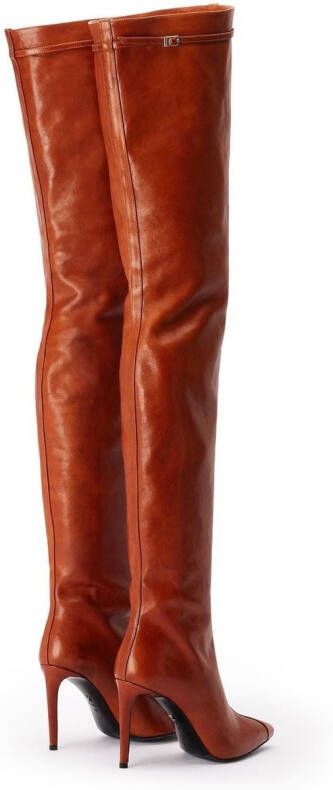 AMI Paris over-the-knee leather boots Brown