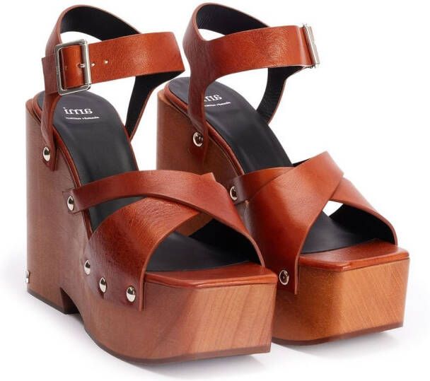 AMI Paris platform wedge sandals Brown