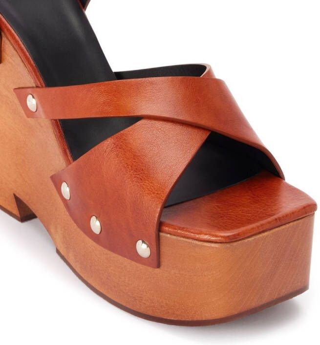 AMI Paris platform wedge sandals Brown