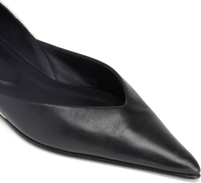 AMI Paris pointed flat leather pumps Black