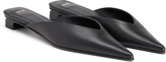 AMI Paris pointed leather mules Black