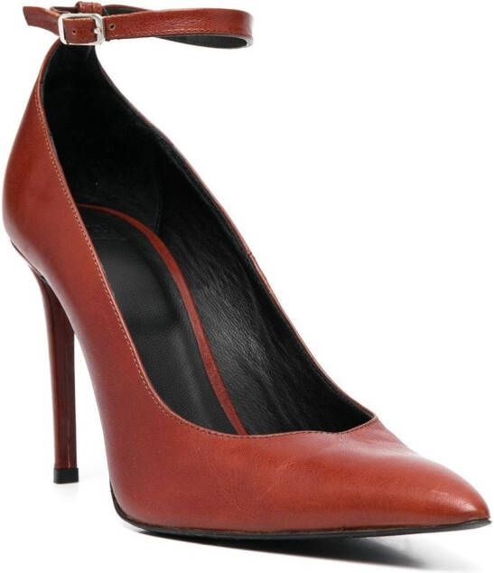 AMI Paris pointed-toe leather pumps Brown