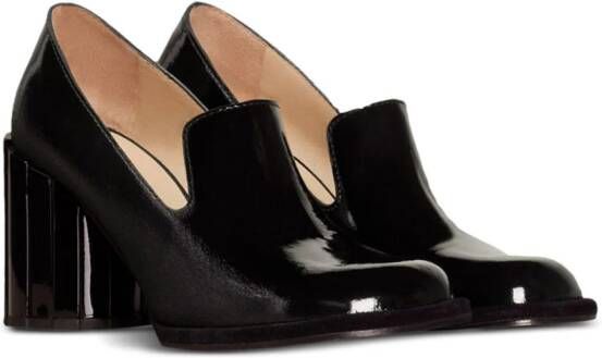AMI Paris round heel patent-leather loafers Black