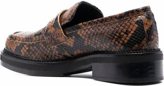AMI Paris snakeskin-effect leather loafers Brown
