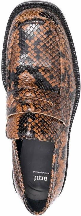 AMI Paris snakeskin-effect leather loafers Brown