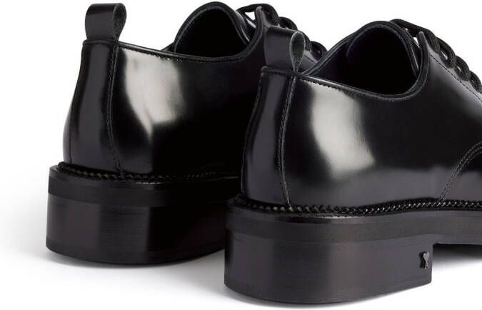 AMI Paris square-toe brushed leather derby shoes Black
