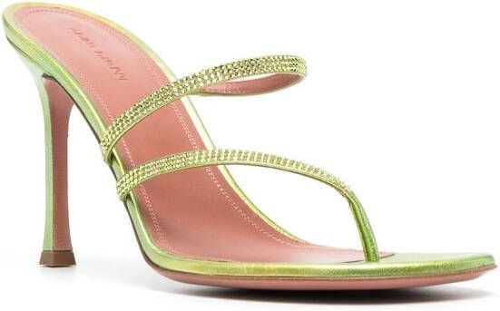 Amina Muaddi 105mm crystal-embellished sandals Green