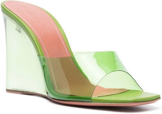 Amina Muaddi 95mm Lupita glass wedge heels Green