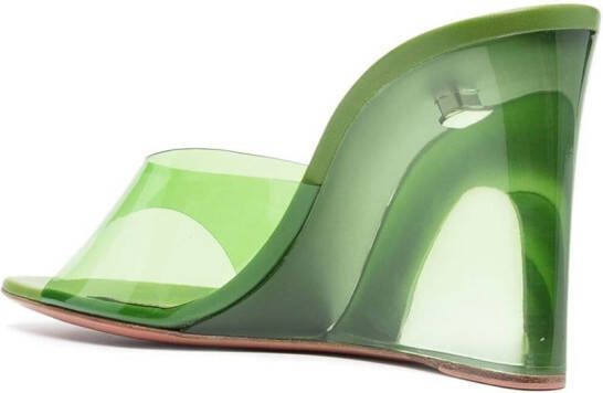 Amina Muaddi 95mm Lupita glass wedge heels Green