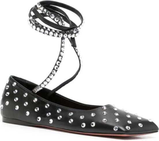 Amina Muaddi Ane crystal-embellished ballerina shoes Black