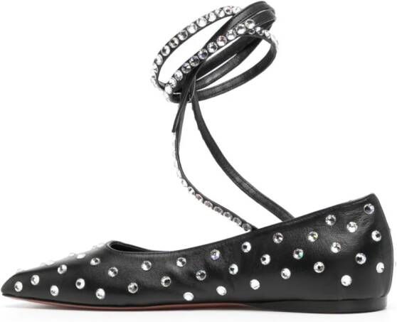 Amina Muaddi Ane crystal-embellished ballerina shoes Black