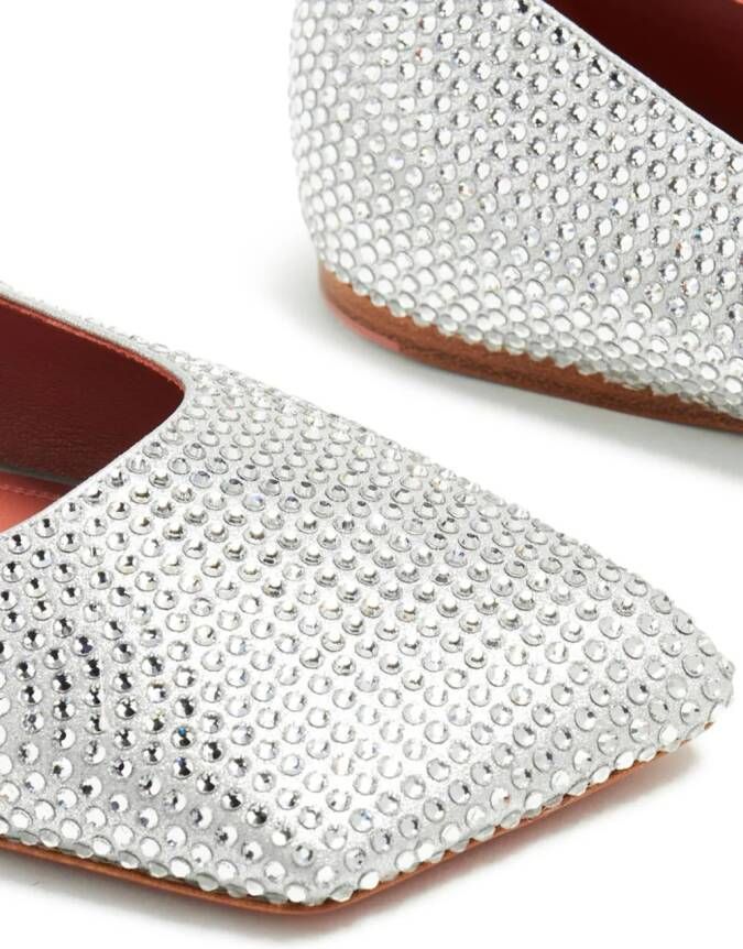 Amina Muaddi Ane crystal-embellished ballerina shoes Silver