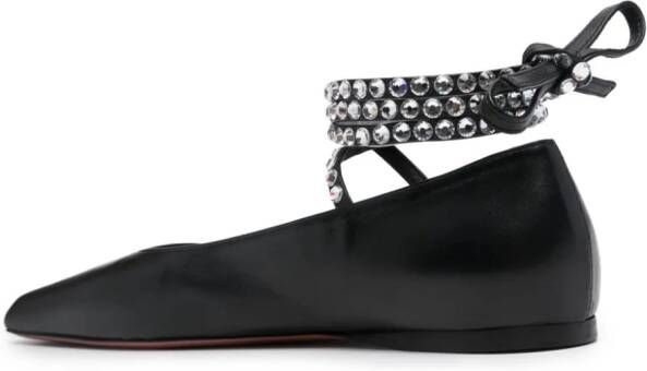 Amina Muaddi Ane leather ballerina shoes Black
