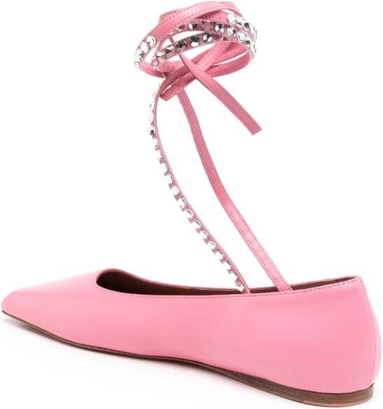 Amina Muaddi Ane leather ballerina shoes Pink