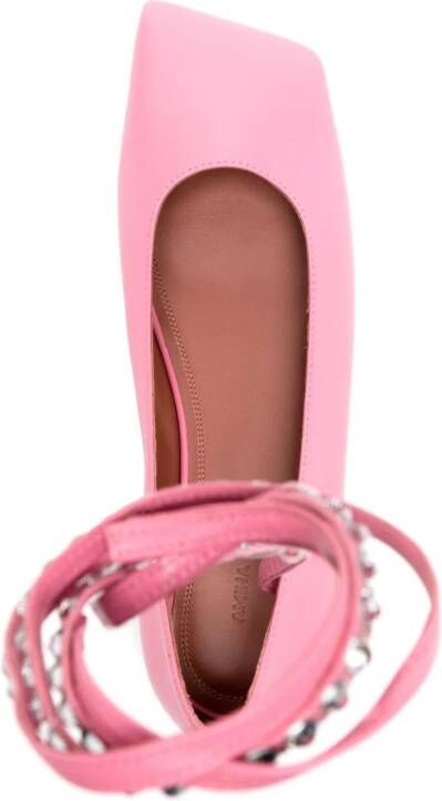 Amina Muaddi Ane leather ballerina shoes Pink