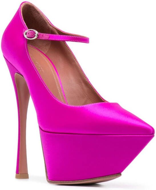 Amina Muaddi Angelica 150mm satin pumps Pink