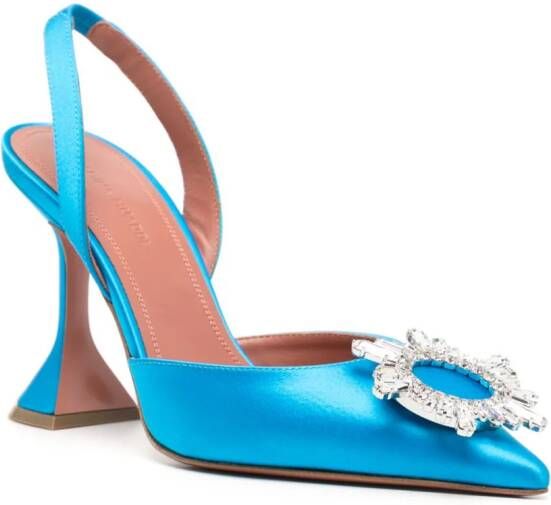 Amina Muaddi Begum 95mm satin pumps Blue