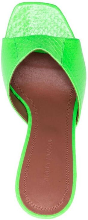 Amina Muaddi calf-leather square-toe mules Green