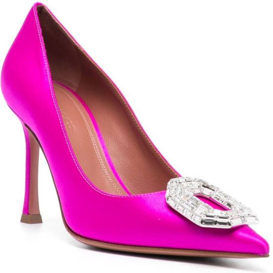 Amina Muaddi Camelia 90mm crystal-embellished pumps Pink