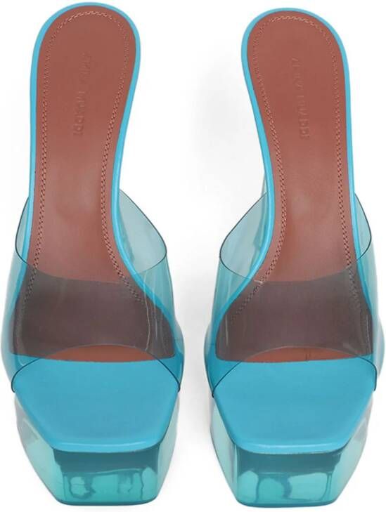 Amina Muaddi Dalida Glass 135mm platform sandals Blue